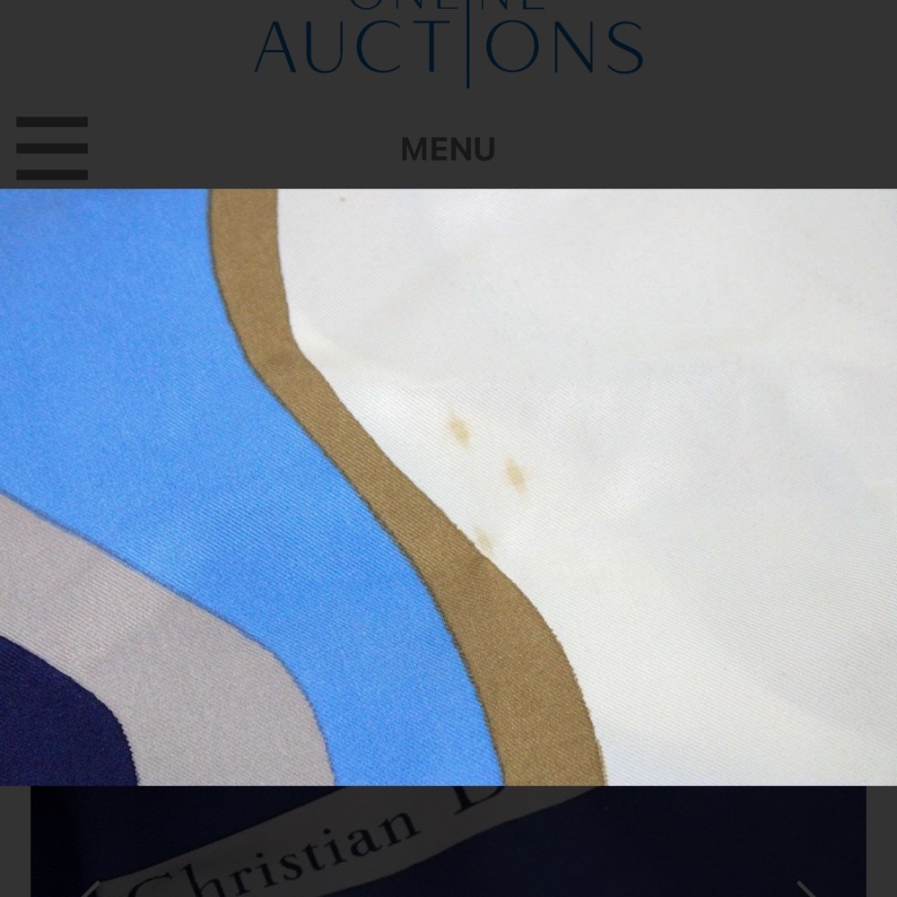 Authentic Dior Blue and White Patterned Silk Scarf with Certificate of Authentic - Picture 5 of 7